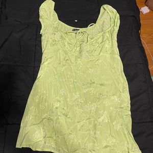 Motel Rocks Satin Rose Lime Mini Dress